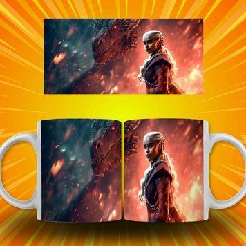 Кружка Игра престолов Кружка с Дейенерис Таргариен, Дрогон из Игра престолов AN06918 фото