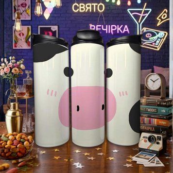 Чашка Тварини Термочашка для гарячих та холодних напоїв з коровою TL0550 фото