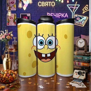 Кружка Губка Боб Квадратные Штаны Термокружка для горячих и холодных напитков с Губкой Бобом из мультфильма Губка Боб Квадратные Штаны TL0535 фото