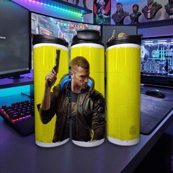 Чашка Cyberpunk Термочашка для гарячих та холодних напоїв з Ві (чоловіча версія) з гри Cyberpunk 2077 TL0859 фото
