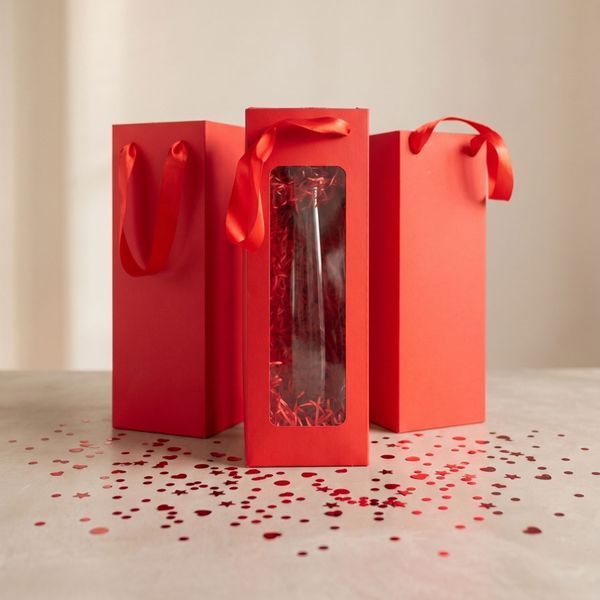 Чашка Для Ваз Червона подарункова коробка для вази з прозорим віконцем 🎁🏺 K0089 фото