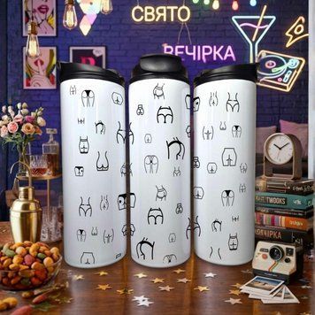 Кружка Прикольные Термокружка для горячих и холодных напитков с прикольным принтом паттерн из ягодиц TL0467 фото
