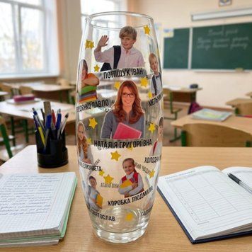 Чашка Для вчителя/вихователя Ваза для вчительки/виховательки з іменами та фото дітей W0007 фото